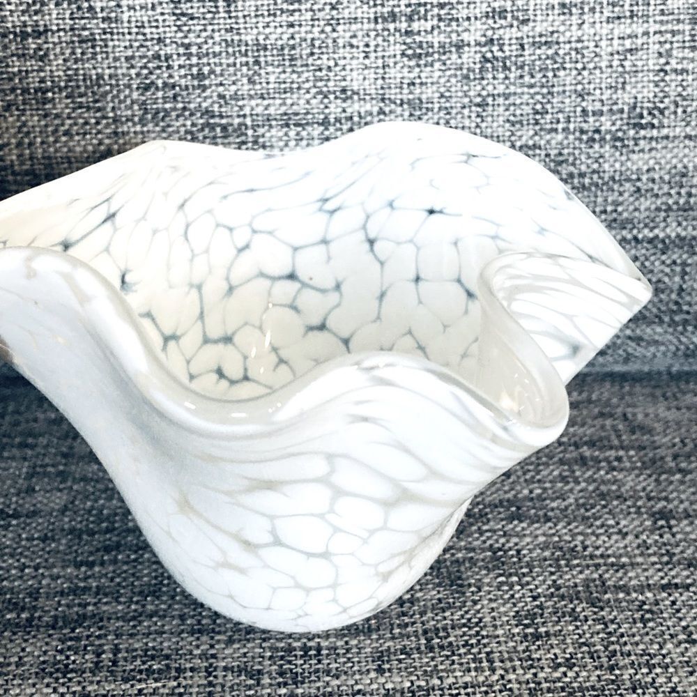 Glass Coastal Glam Wavy Edge Decor Bowl